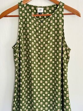 Sleeveless Floral Tank Top caBi Size Small Green Boho Lightweight